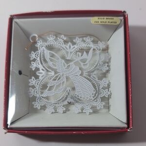 Vintage Solid Brass 24K Gold Plated Gold Plated Angel Ornament, IOB